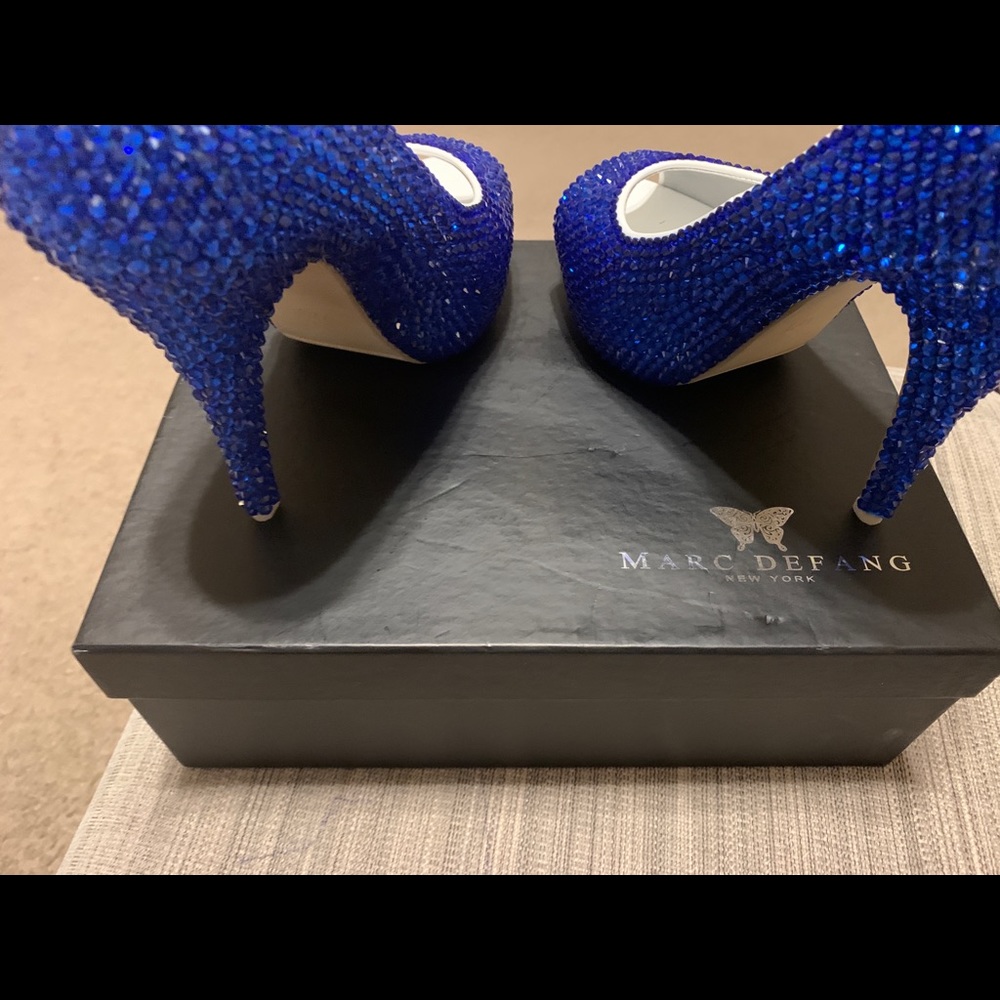 Sapphire Blue Peep-toe Heels Swarovski crystals